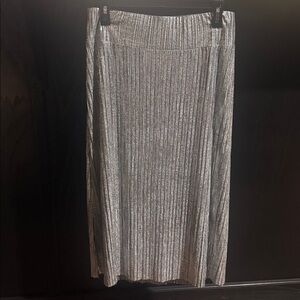 Zozo-Elegant Metallic Gray Pleated Skirt